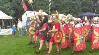 Roman Reenactment at the Amphitheatre in Caerleon Marching In [upl. by Gibbeon]