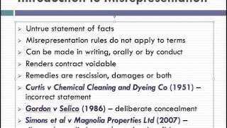 Misrepresentation Lecture 1 of 4 [upl. by Linus839]